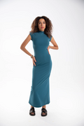 Cotton Mock-Neck Maxi Dress